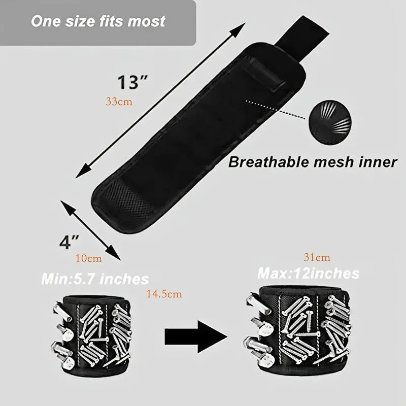 Powerful magnetic tool magnetic wristband - used to secure screws, nails, drill bits, and strong magnetic wrist tool kits parts