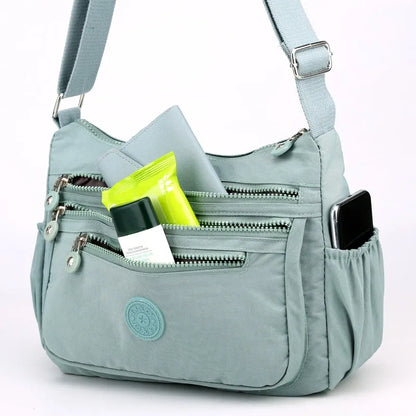 Multi-layer shoulder messenger bag, light cloth backpack, Oxford cloth women's bag, canvas, large capacity, mother bag, light wa