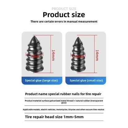 New Tire Repair Tool Black Soft Rubber Nail Vacuum Tyre Nails Self-Tapping Screw Tire Puncture Repair Car Motorcycle Repair