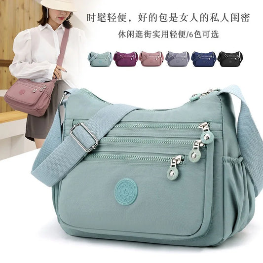Multi-layer shoulder messenger bag, light cloth backpack, Oxford cloth women's bag, canvas, large capacity, mother bag, light wa