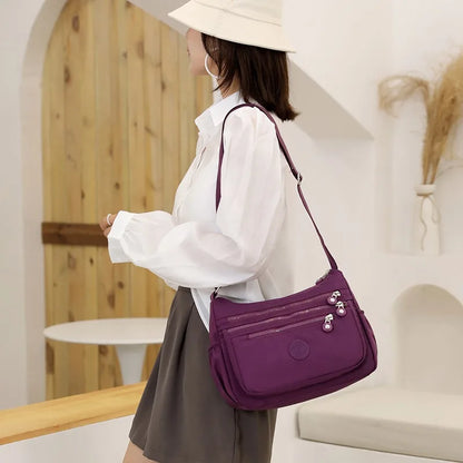 Multi-layer shoulder messenger bag, light cloth backpack, Oxford cloth women's bag, canvas, large capacity, mother bag, light wa